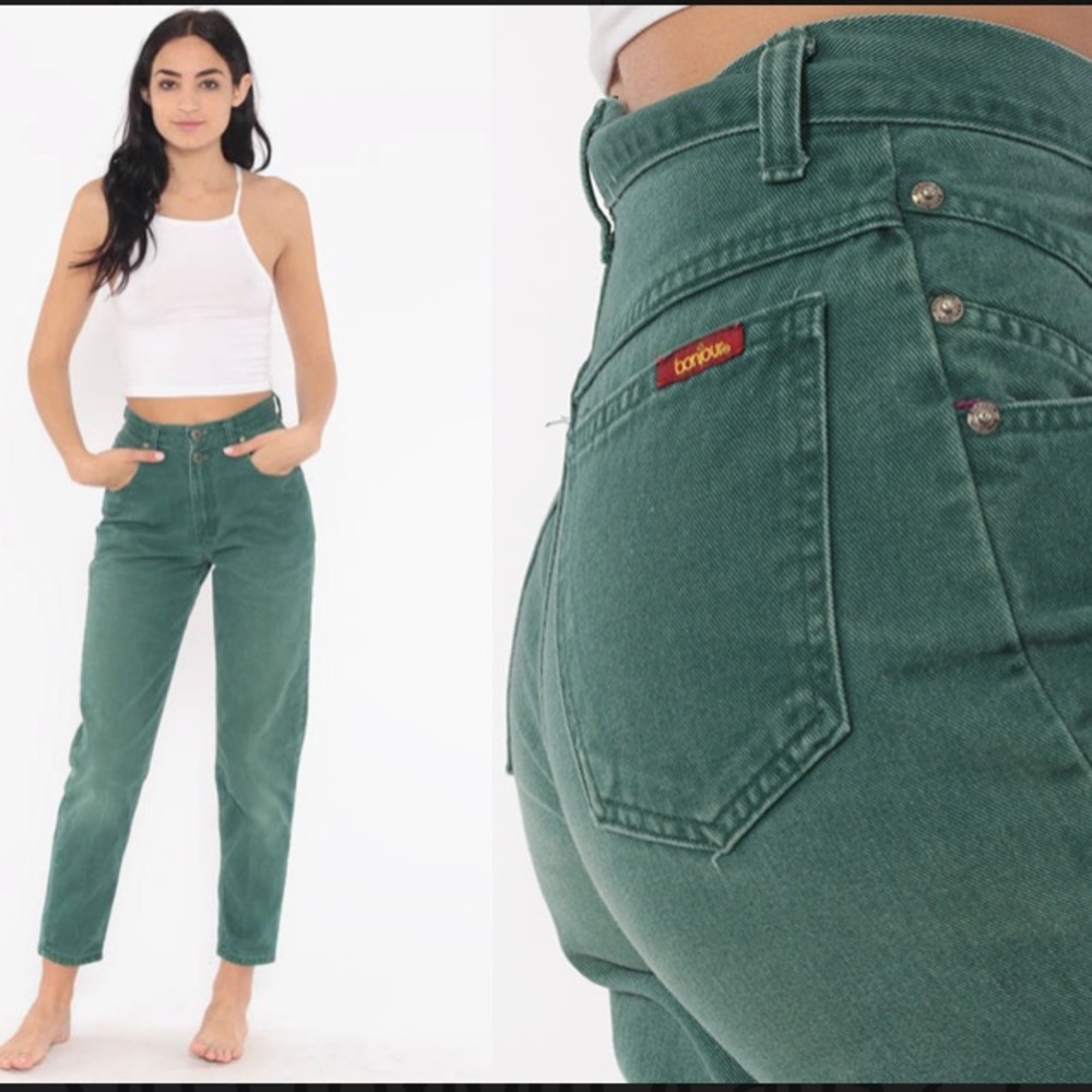 Vintage Bonjour Green High Waisted Jeans